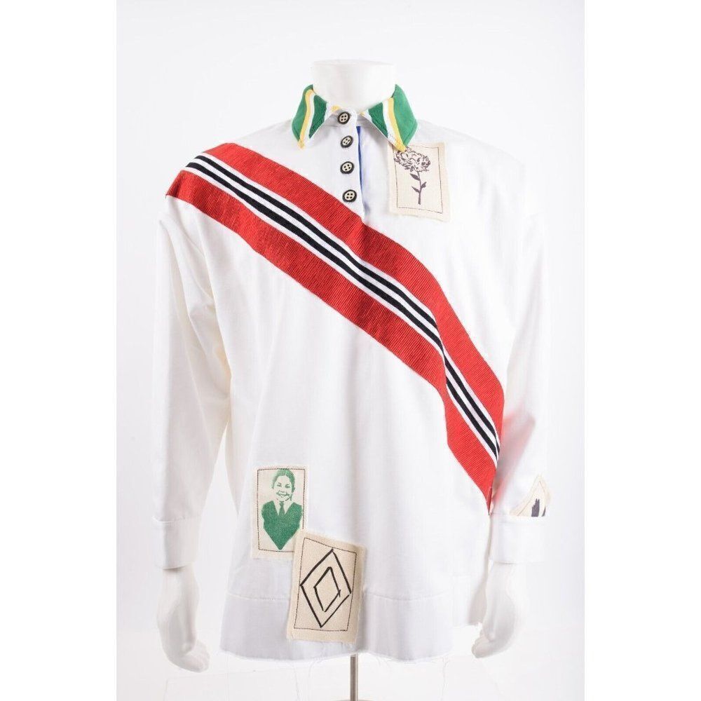 Marina Moscone Womens Rugby Shirt Oversized Top Xs White Nwt